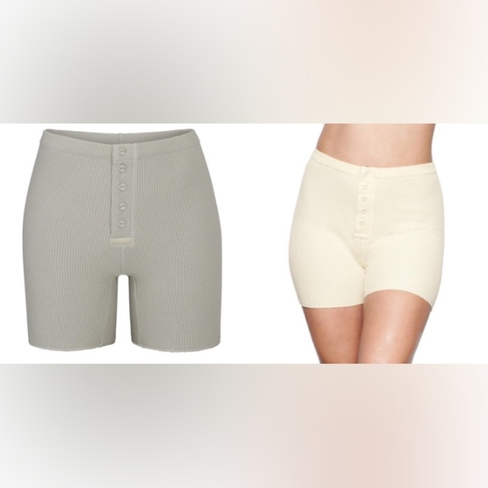 SKIMS Waffle Shorts 2X or 4X in Cream or talc color, AP-SHO-0900, Texture body